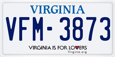 VA license plate VFM3873
