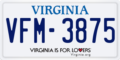 VA license plate VFM3875