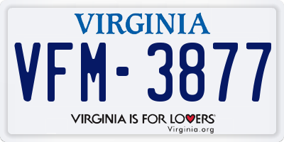 VA license plate VFM3877