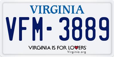VA license plate VFM3889