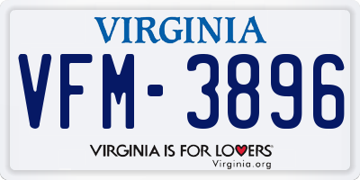 VA license plate VFM3896