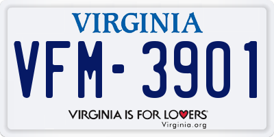 VA license plate VFM3901
