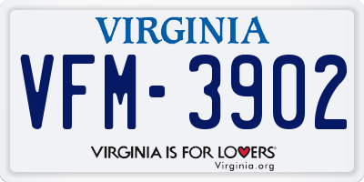 VA license plate VFM3902
