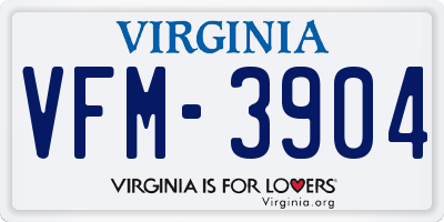 VA license plate VFM3904