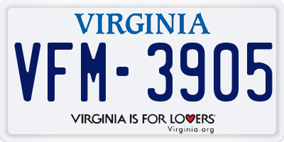 VA license plate VFM3905