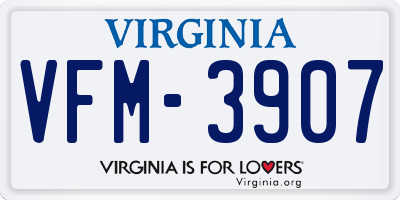 VA license plate VFM3907