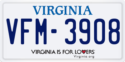 VA license plate VFM3908