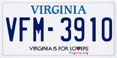 VA license plate VFM3910