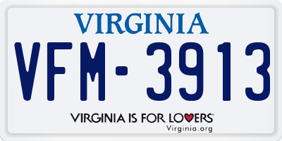 VA license plate VFM3913