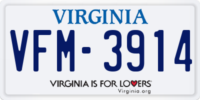 VA license plate VFM3914