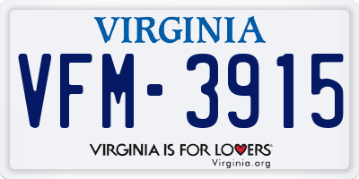 VA license plate VFM3915