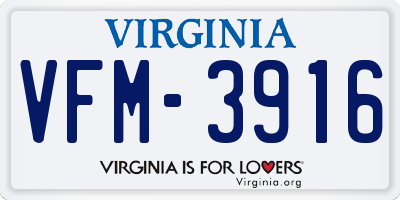 VA license plate VFM3916