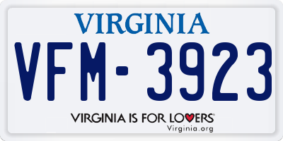VA license plate VFM3923