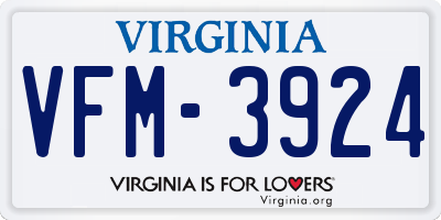 VA license plate VFM3924