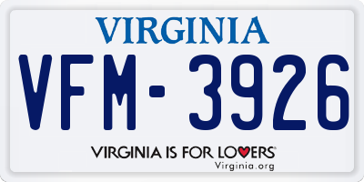 VA license plate VFM3926