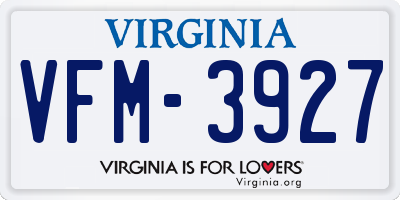 VA license plate VFM3927