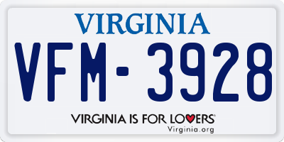 VA license plate VFM3928