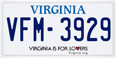 VA license plate VFM3929