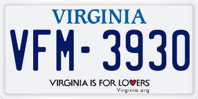 VA license plate VFM3930