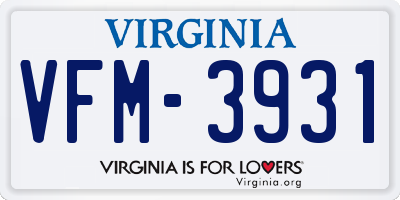 VA license plate VFM3931