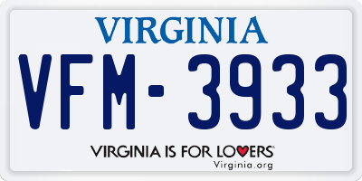 VA license plate VFM3933