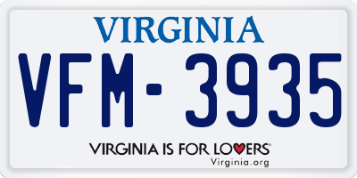 VA license plate VFM3935