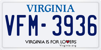 VA license plate VFM3936