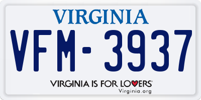 VA license plate VFM3937