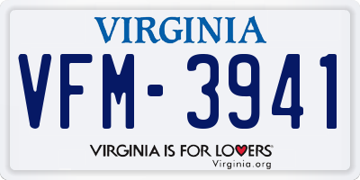 VA license plate VFM3941