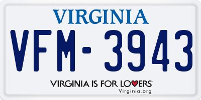 VA license plate VFM3943