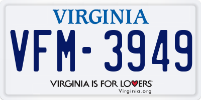 VA license plate VFM3949