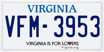 VA license plate VFM3953