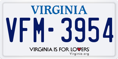 VA license plate VFM3954