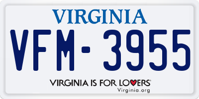 VA license plate VFM3955