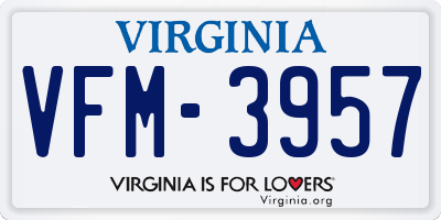 VA license plate VFM3957