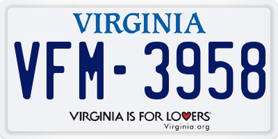 VA license plate VFM3958