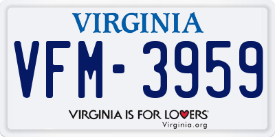 VA license plate VFM3959