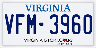VA license plate VFM3960