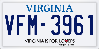 VA license plate VFM3961