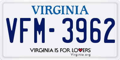 VA license plate VFM3962
