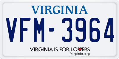 VA license plate VFM3964