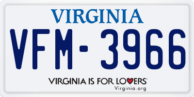 VA license plate VFM3966