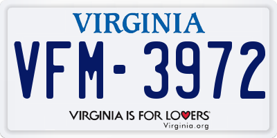 VA license plate VFM3972