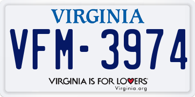 VA license plate VFM3974