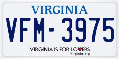 VA license plate VFM3975