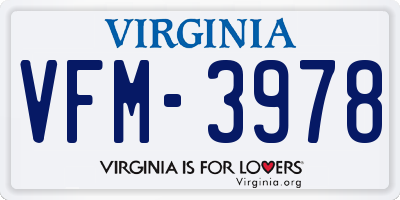 VA license plate VFM3978
