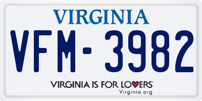 VA license plate VFM3982