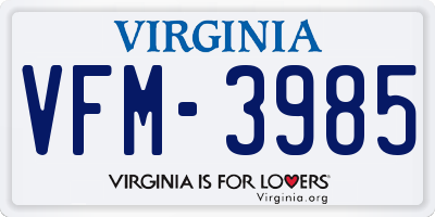 VA license plate VFM3985