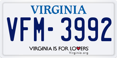 VA license plate VFM3992