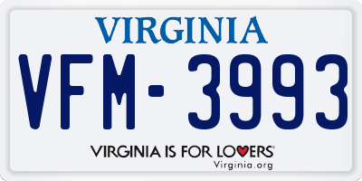 VA license plate VFM3993